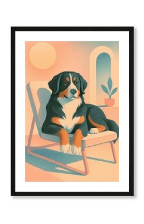 Charming dog relaxing illustration.