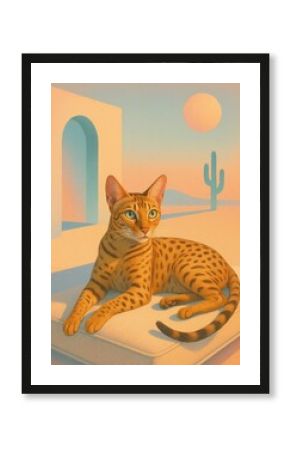 Surreal desert cat art