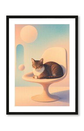 Serene cat on modern chair.
