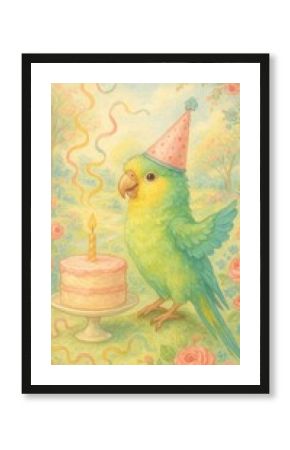 Whimsical parrot birthday celebration mobile wallpaper