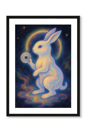 Mystical rabbit cosmic dreamscape