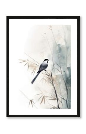 Birds in the jungle chinese brush animal wildlife perching.