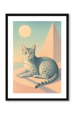 Surreal cat desert scene wallpaper.