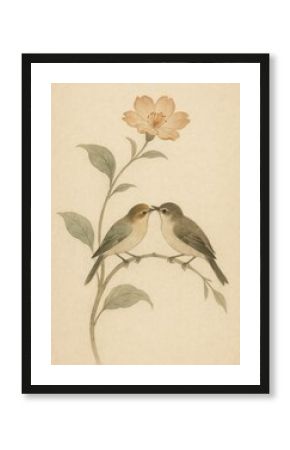 Delicate birds with floral elegance.