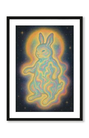 Colorful cosmic rabbit art
