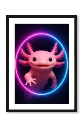 Axolotl neon circle glow mobile wallpaper