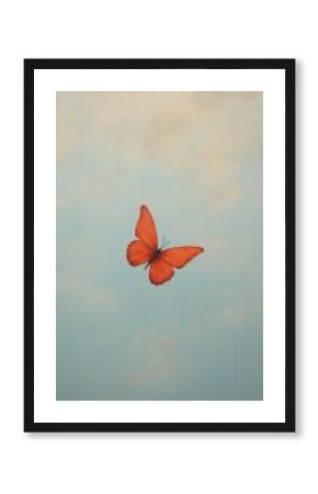 Minimal space butterfly animal insect flying.