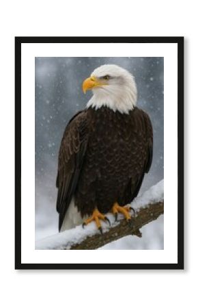 Majestic bald eagle in snow
