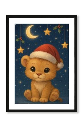Adorable festive lion cub wallpaper.