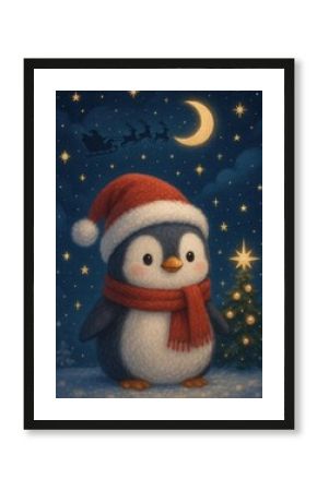 Cute festive penguin wallpaper.