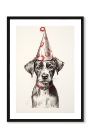 Dog character New Year anniversary drawing sketch illustrated.