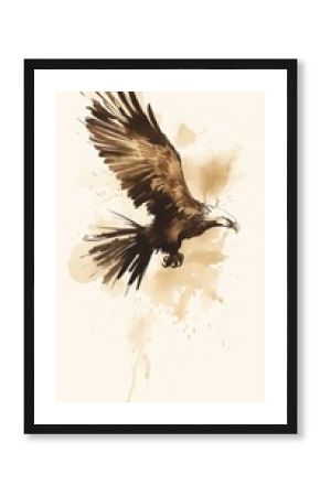 Painting vulture animal flying.