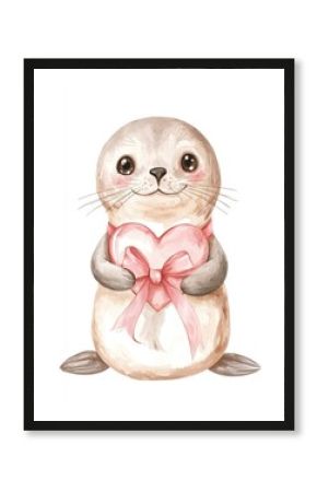 Illustration watercolor animal heart.