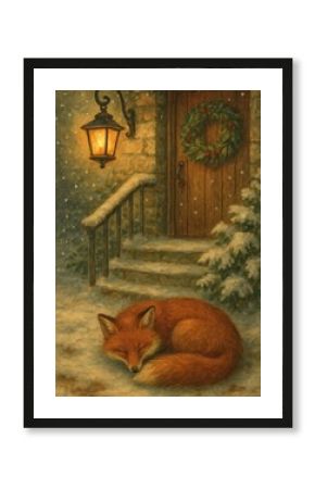 Cozy fox winter scene