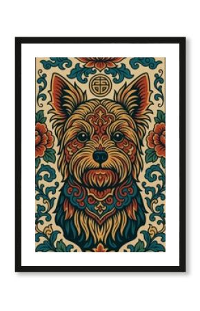 Intricate dog pattern wallpaper