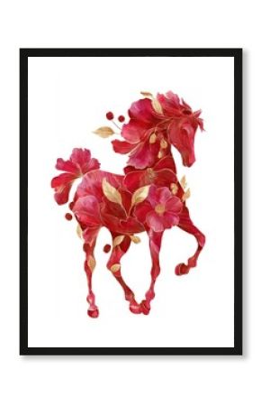 Floral horse illustration art