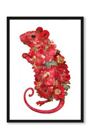 Floral mouse illustration art