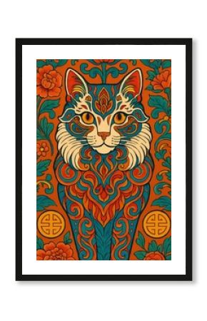 Vibrant feline art wallpaper
