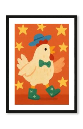 Charming chicken wearing stylish accessories.