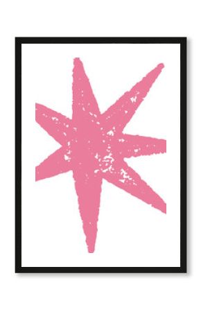 Star shape. Abstract pencil and crayon kids drawing. Spiky geometric element. Hand drawn rough edge sparkle