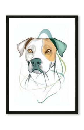 Portrait of american pit bull terrier looking forward, modern colorful illustration