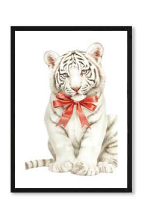 PNG Coquette elegant white tiger illustration wildlife animal.