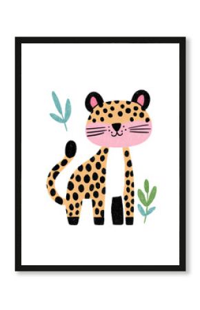 Cute tiger trendy children flat simple illustration isolated on white