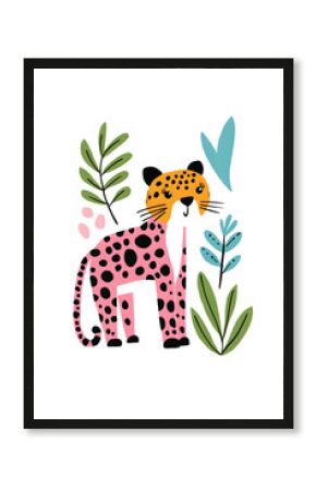 Cute tiger trendy children flat simple illustration isolated on white