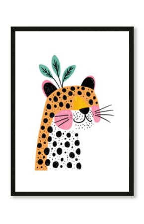 Cute tiger trendy children flat simple illustration isolated on white