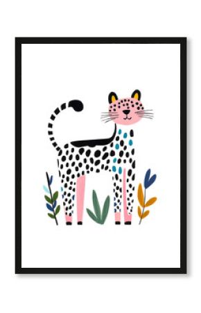 Cute tiger trendy children flat simple illustration isolated on white