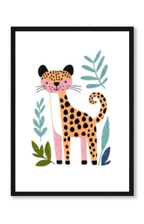 Cute tiger trendy children flat simple illustration isolated on white