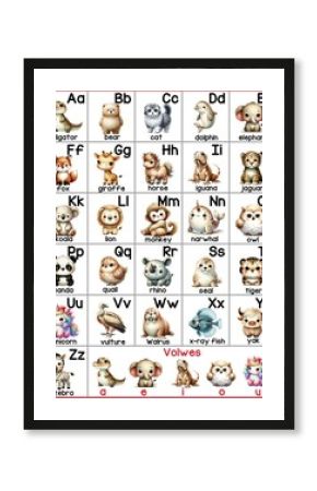 Colorful Cute Animal Alphabet Chart for Kids with Letters and Phonics Educational ABC Poster for Preschool and Kindergarten Colorful Cute Animal Alphabet for Early Childhood Learning