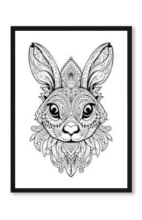 Rabbit head sketch doodle pattern.