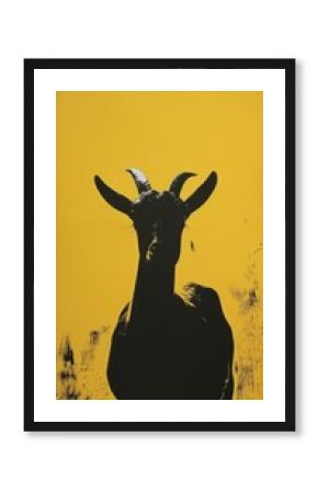 Silkscreen on paper of a goat wildlife animal mammal.