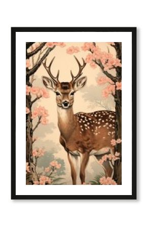 Traditional japanese deer in spring wildlife animal mammal.