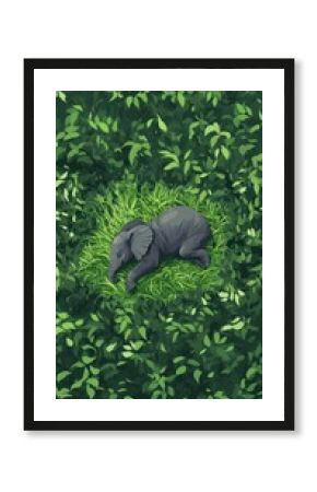 Grass field with elephant green illustration wildlife.