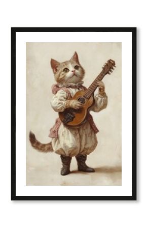 Ragdoll cat costumes wearing Musician painting animal musician.