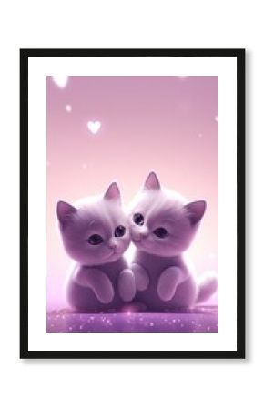 Cute two cat purple cartoon mammal.