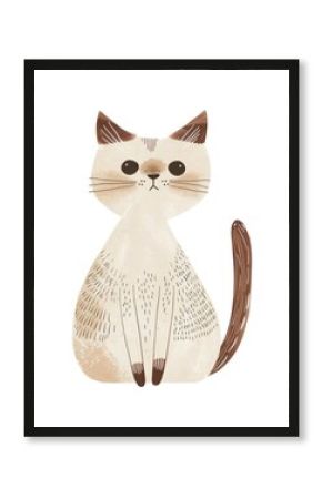 Birman cat illustration whimsical drawing.