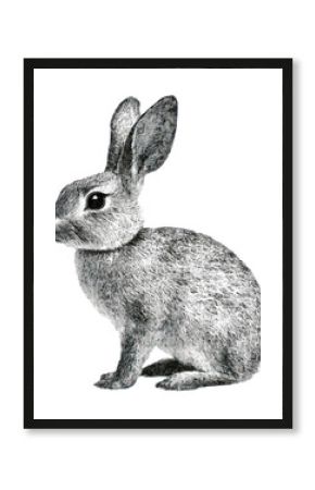 PNG Rabbit retro photocopy stipple effect animal white art.