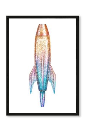 PNG Hologram glitter rocket art illustration spacecraft.