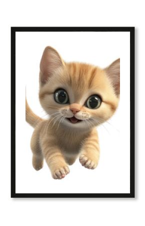 PNG Cartoon running White background Baby Cat.