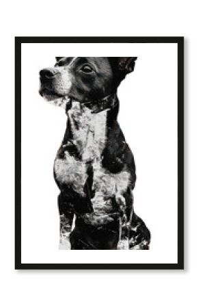 PNG An isolated black and white real dog illustration background animal.