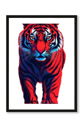 PNG Illustration roaring Bengal tiger neon rim light wildlife animal mammal.