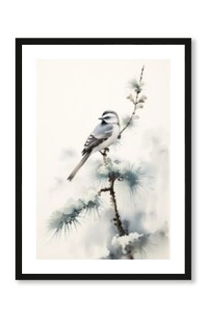 Bird perched on the pine tree animal nature plant.