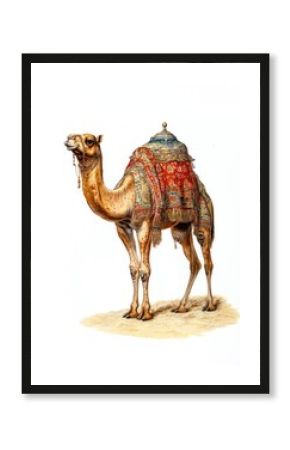 Decorative camel with ornate blanket