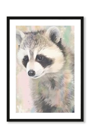 Watercolor raccoon art print