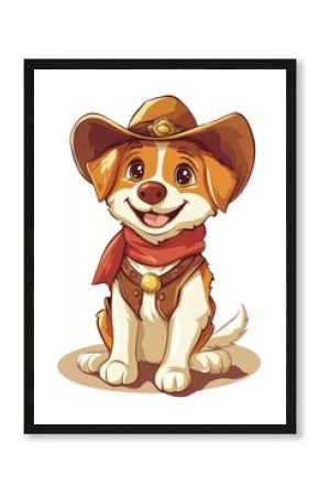 A Smiling Cartoon Dog Wearing Cowboy Attire Looks Friendly