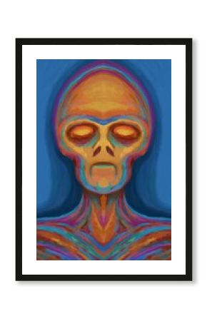 Alien creature, sketch - digital painting. The picture is painted by hand on a tablet.