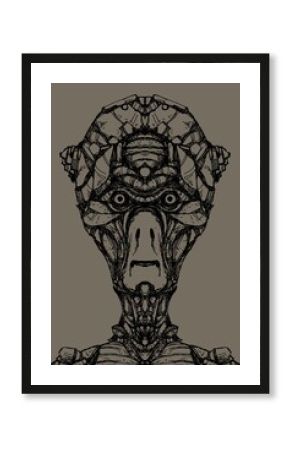 Alien creature, sketch, character idea for horror or game - digital painting.